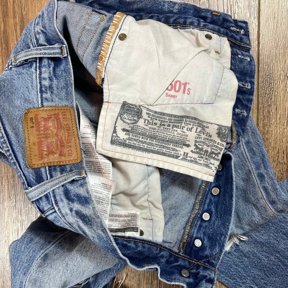 Levi's 501s Skinny white oak cone denim Jeans Selvedge - Picture 8 of 11